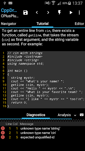 CppDroid - C/C++ IDE - عکس برنامه موبایلی اندروید