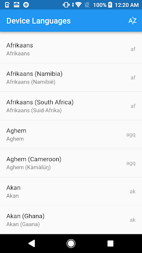 Language List - Image screenshot of android app