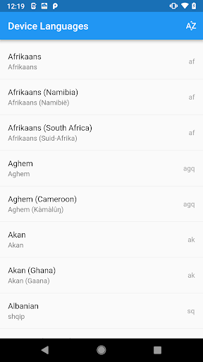 Language List - Image screenshot of android app