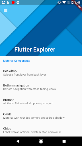 Flutter Explorer with 100+ examples - عکس برنامه موبایلی اندروید