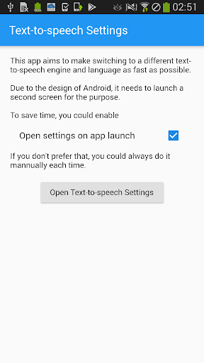 Text-to-speech settings / TTS Settings - Image screenshot of android app