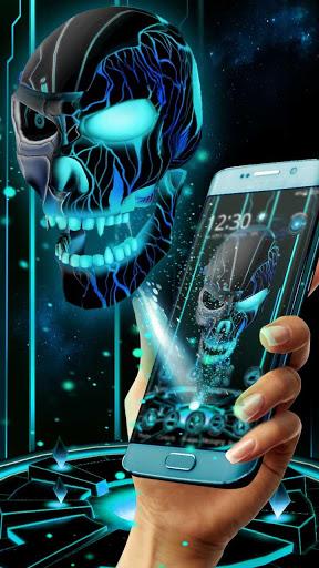 Neon Tech Evil Skull 3D Theme - Image screenshot of android app