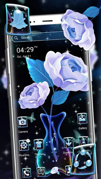 Neon Rose Edge Launcher Theme - Image screenshot of android app