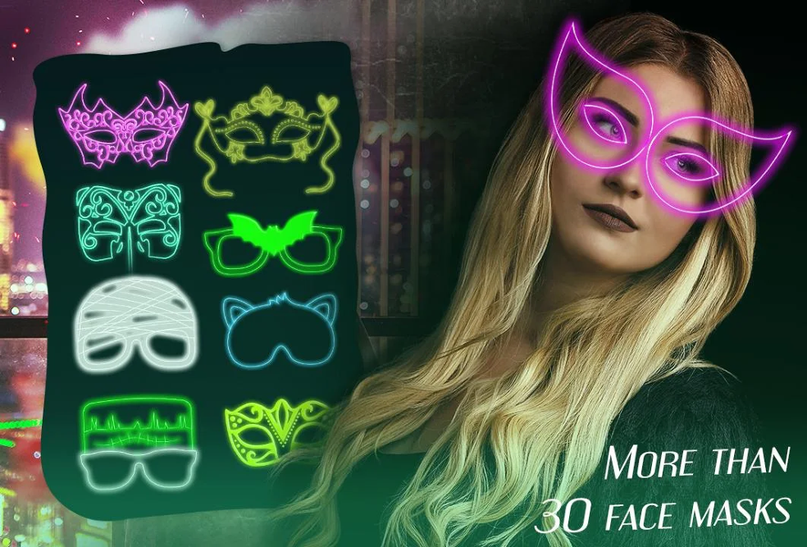 Neon Mask Camera Stickers - Image screenshot of android app