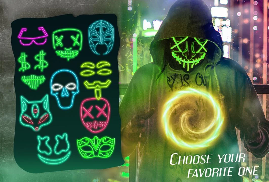 Neon Mask Camera Stickers - عکس برنامه موبایلی اندروید