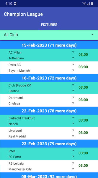 World Soccer Fixtures - عکس برنامه موبایلی اندروید