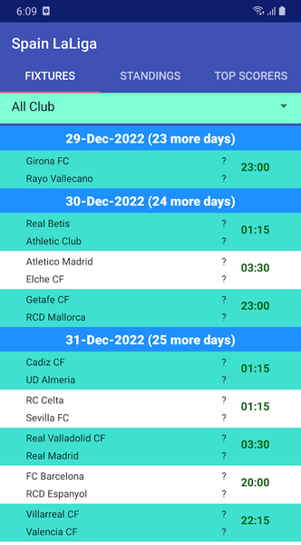 World Soccer Fixtures - عکس برنامه موبایلی اندروید