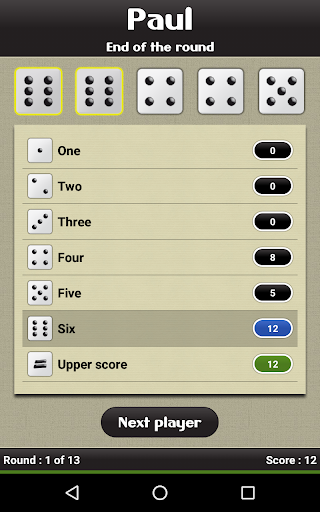 Yatzy - Gameplay image of android game
