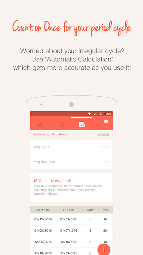 Once -A special period tracker - Image screenshot of android app