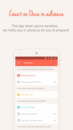 Once -A special period tracker - Image screenshot of android app