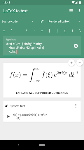 LaTeX equation editor: Unicode Math Symbols - عکس برنامه موبایلی اندروید