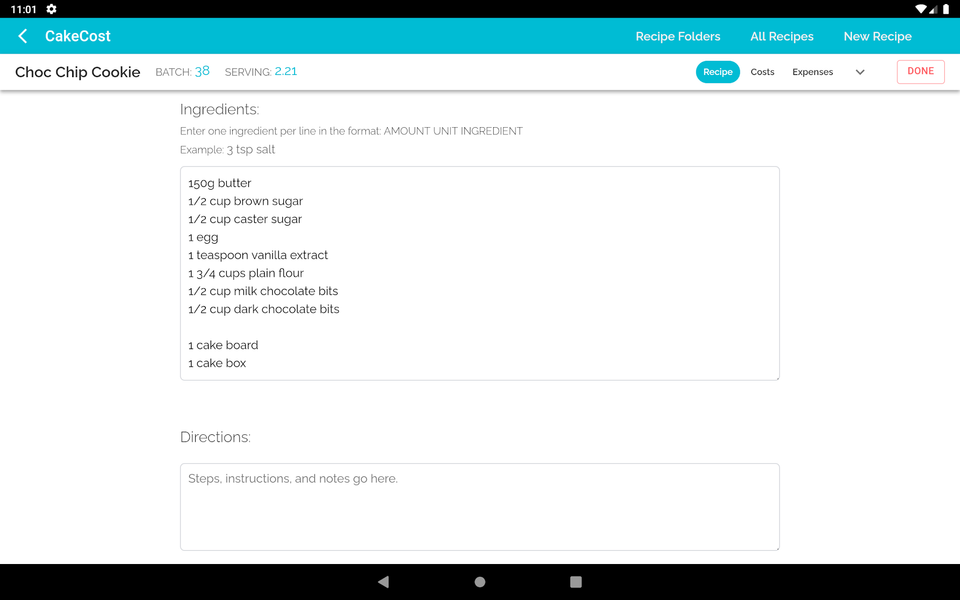 CakeCost - عکس برنامه موبایلی اندروید