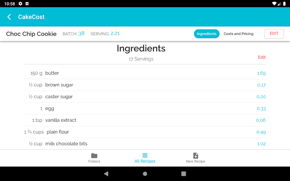 CakeCost - عکس برنامه موبایلی اندروید