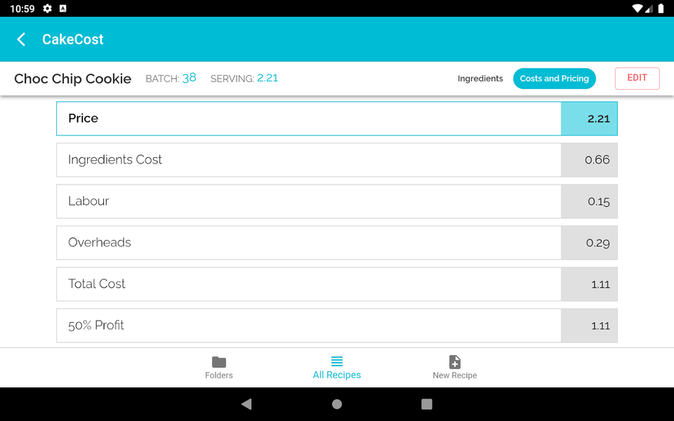 CakeCost - عکس برنامه موبایلی اندروید