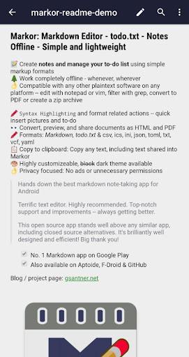 Markor: Edit Markdown offline - عکس برنامه موبایلی اندروید