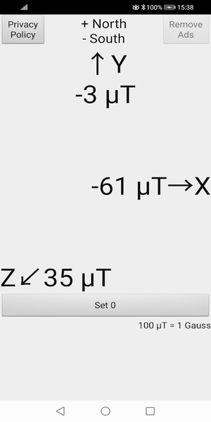 Gauss Meter Magnetometer App - Image screenshot of android app