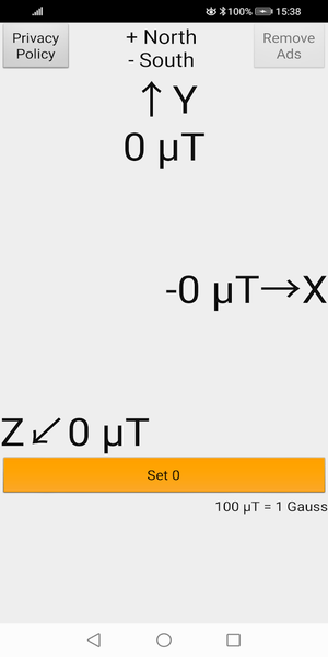 Gauss Meter Magnetometer App - Image screenshot of android app