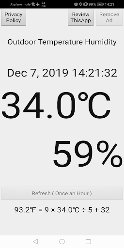 Celsius thermometer hygrometer - Image screenshot of android app