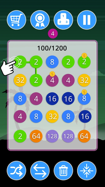 2-4-8 : link identical numbers - Gameplay image of android game