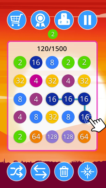 2-4-8 : link identical numbers - Gameplay image of android game