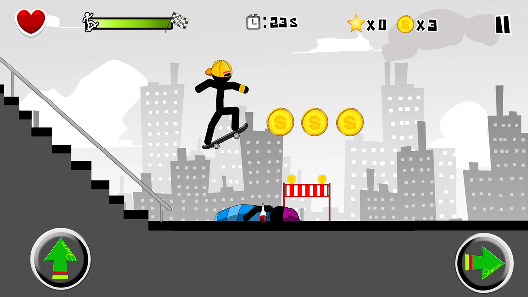 Stickman Skate : 360 Epic City - Gameplay image of android game