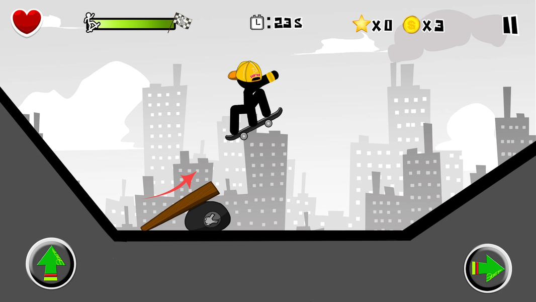 Stickman Skate : 360 Epic City - Gameplay image of android game