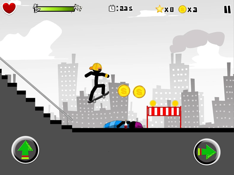 Stickman Skate : 360 Epic City - Gameplay image of android game