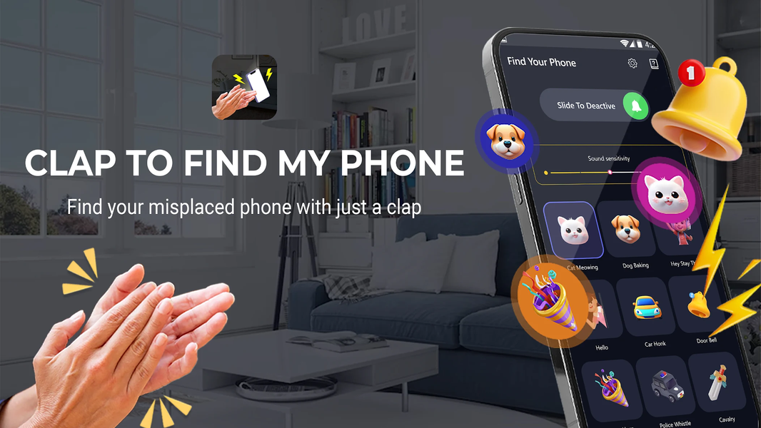 Find My Phone by Clap, Whistle - عکس برنامه موبایلی اندروید