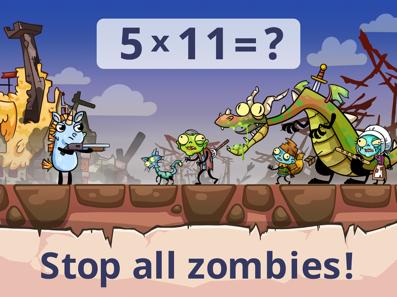 Math games: Zombie Invasion - Gameplay image of android game