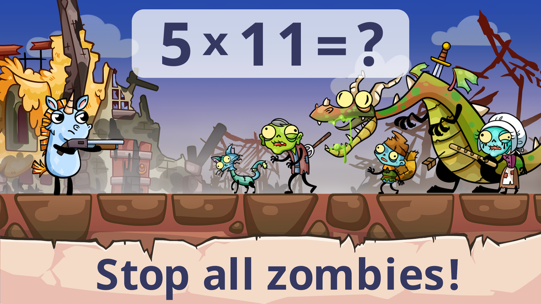 Math games: Zombie Invasion - Gameplay image of android game