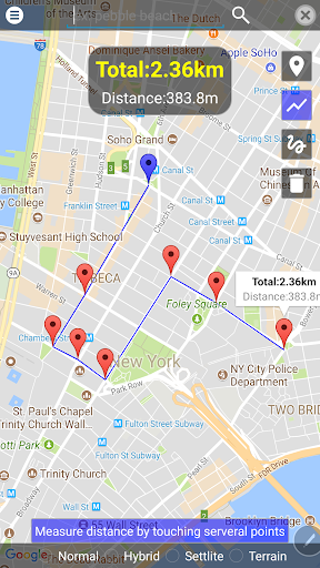 Measure Distance on the Map - عکس برنامه موبایلی اندروید