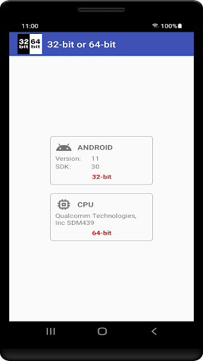 32-bit or 64-bit - Image screenshot of android app