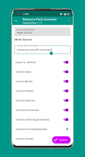 Resource Pack Converter for MC - Image screenshot of android app