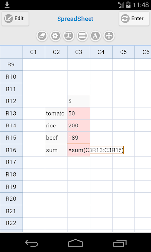 Simple Spreadsheet - Image screenshot of android app