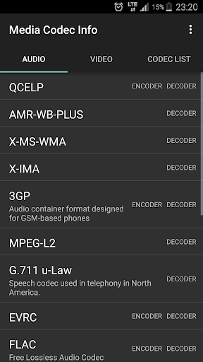 Media Codec Info - Image screenshot of android app