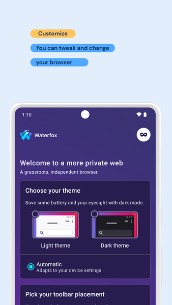 Waterfox: Privacy Web Browser - عکس برنامه موبایلی اندروید