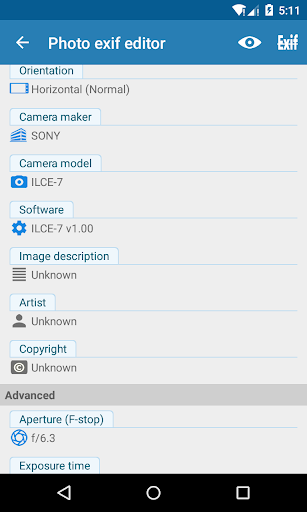 Photo Exif Editor - Metadata - عکس برنامه موبایلی اندروید