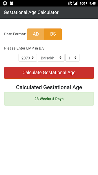 Gestational Age - Image screenshot of android app
