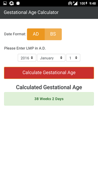 Gestational Age - Image screenshot of android app
