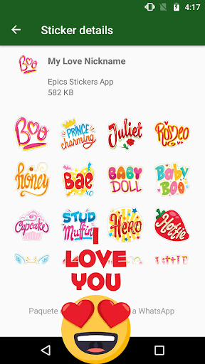 ANIMATED WAstickerApps I love - عکس برنامه موبایلی اندروید