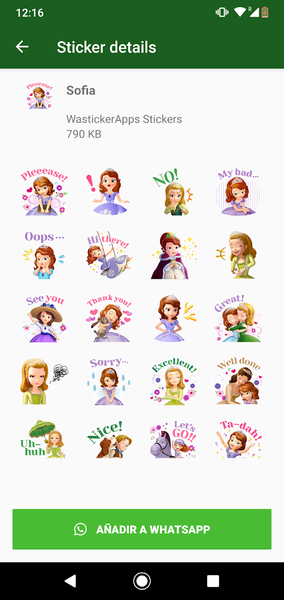 ANIMATED WAstickerApps Princess Cartoon Stickers - عکس برنامه موبایلی اندروید