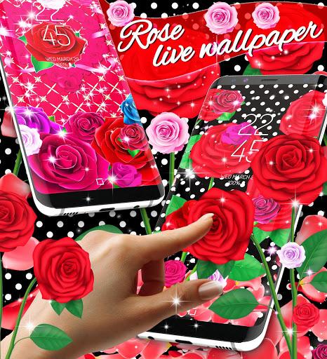 Pink red roses live wallpaper - Image screenshot of android app