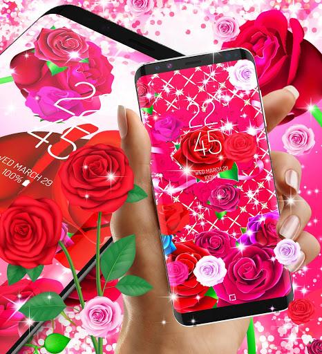 Pink red roses live wallpaper - Image screenshot of android app
