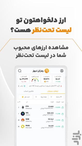رمزارز : تحلیل، خرید و قیمت ارزها - عکس برنامه موبایلی اندروید