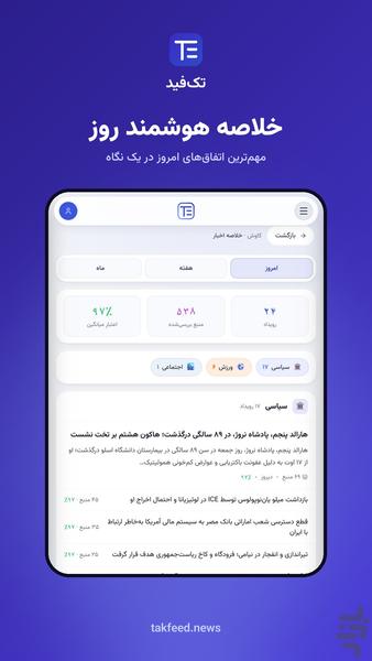 تکفید | خبرخوان هوشمند - عکس برنامه موبایلی اندروید