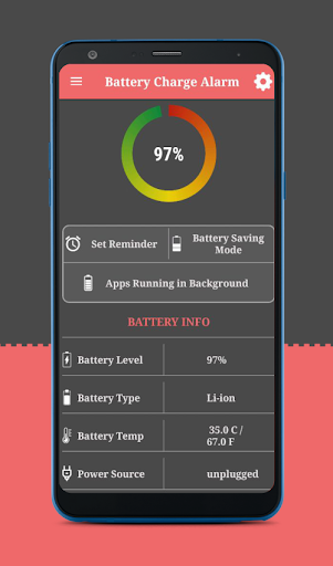 Battery Full Charge Alarm - عکس برنامه موبایلی اندروید