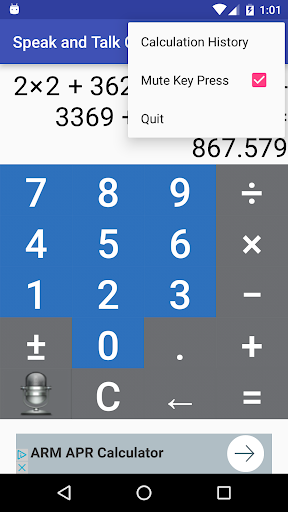 Speak n Talk Calculator Lite - Image screenshot of android app
