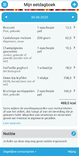 Mijn Eetmeter - Image screenshot of android app