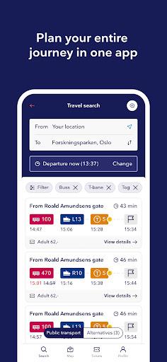 Entur - Travel and tickets - عکس برنامه موبایلی اندروید