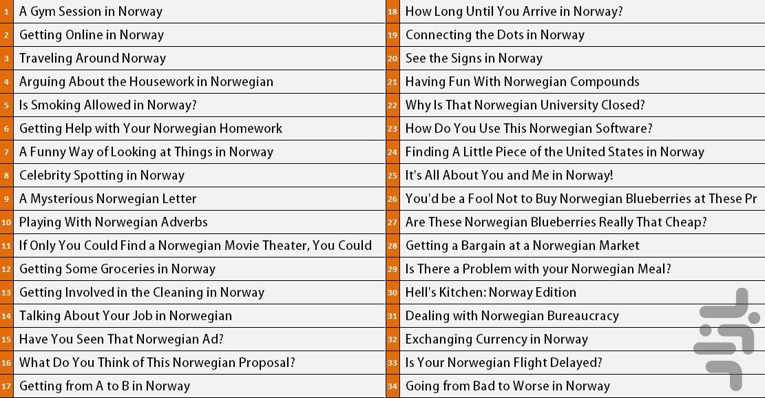 آموزش زبان نروژی مقدماتی - عکس برنامه موبایلی اندروید